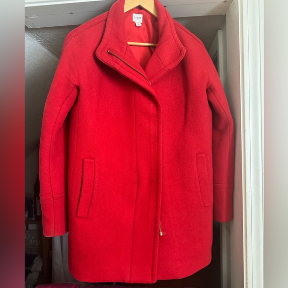 J. Crew Women's Bold Red City Coat Wool Blend - Picture 9 of 13